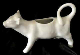 Vintage White Porcelain Cow Creamer W Curled Tail Handle Made In Japan