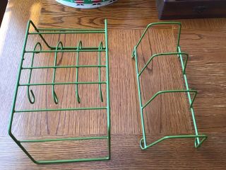Set Of 2 Vintage Green Rubber Coated Wire Dish Rack W/ Cup Holders