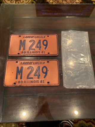 Vintage 1980 - 81 Chicago Illinois Police License Plate Matching Plates