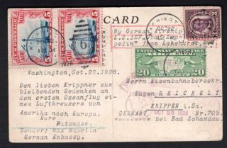 1928 Graf Zeppelin 1st return flight on Postcard Airship Post Office,  NYC 2