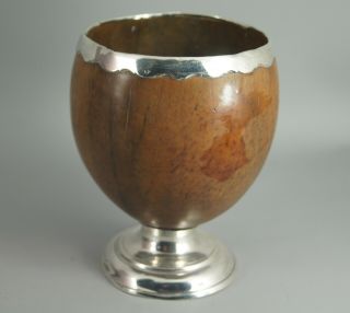 Fine Antique 19th C Georgian Silver Mounted Coconut Cup Treen Nr