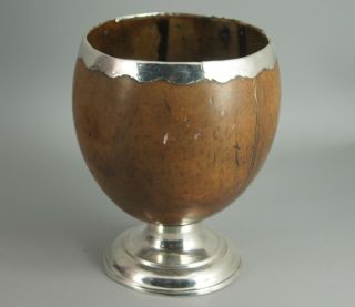 FINE ANTIQUE 19TH C GEORGIAN SILVER MOUNTED COCONUT CUP TREEN NR 3
