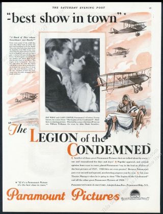 1928 Faye Wray Gary Cooper Photo Legion Of The Condemned Movie Vintage Print Ad