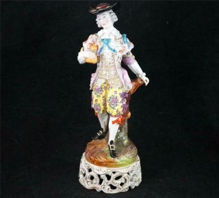 Bd Antique French Montreuil Sous Bois Porcelain Figurine Gallent With Gourd