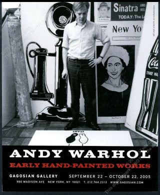 2005 Andy Warhol Photo In His Studio Nyc Gallery Vintage Print Ad