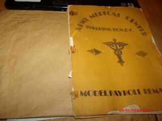 Vintage 1940s Ww 2 Era Army Medical Center Wash,  Dc Model Payroll Booklet