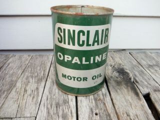Vintage 1 Quart Sinclair Opaline Motor Oil Can Metal Quart Dinosaur