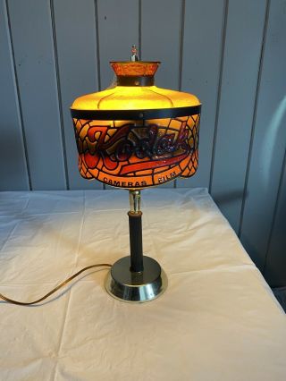 Vintage Tiffany Style Kodak Plastic Advertising Adjustable Lamp Round Shade