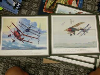 Vintage Aviation Prints 12 Charles Hubbell War Planes Usa.  French German Zeppli