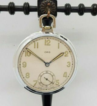 Antique Oris White Metal Pocket Watch 50 Mm.