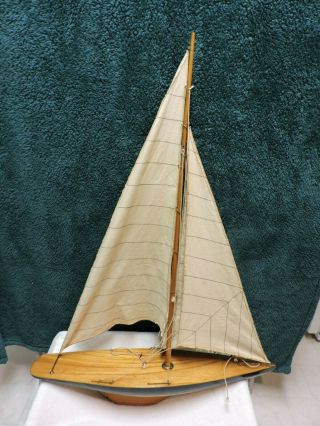 Vintage Wooden Yacht Model Sail Boat