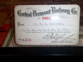 Vintage Train Pass 1903 Central Vermont Railway Co Railroad Rr