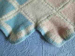 Vintage Hand Knit Wool Baby/doll Blanket Throw 28 " X 60 "