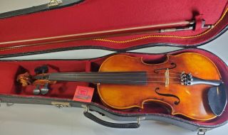 Antique Johann Georg Kessler 3/4 Violin With Case & Bow West Germany Great Shape