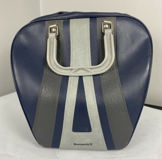 Vintage Brunswick Bowling Ball Bag - Grey,  Blue