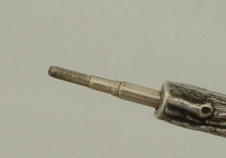 ANTIQUE NOVELTY SILVER PERRY & CO PROPELLING PENCIL WOODEN CROSS 3