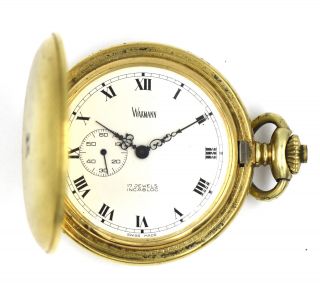 Vintage Wakmann Open Face Pocket Watch 17 Jewels Incabloc Gold Filled Guilloche