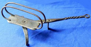 18th Century French Wrought Iron Rope - Decorated Hearth Bread Toaster Circa 1750