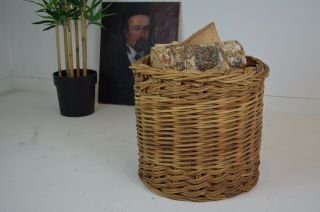 Early 20th Century Chunky Wicker Woven Country House Log Basket