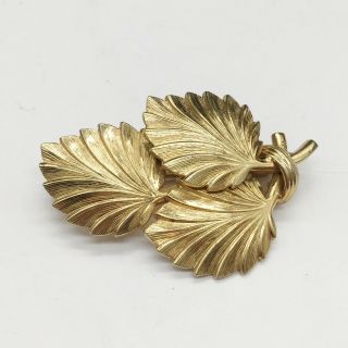 Vintage Grosse For Christian Dior Gold Plated Leaf Designer Ladies Brooch