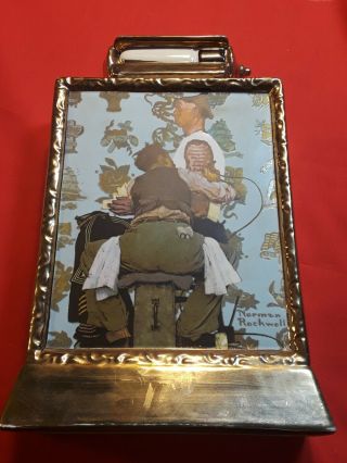 Norman Rockwell The Tattooist Decanter Bottle 23k Gold Paint Vintage Limited.