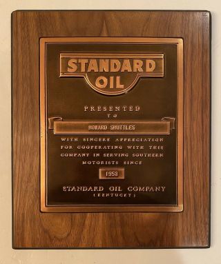 Vintage Copper Standard Oil Wall Hanging Plaque Sign By Bruce Fox