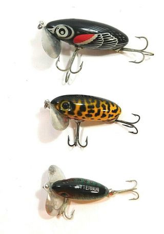 Three (3) Vintage Fred Arbogast Jitterbug Fishing Lures
