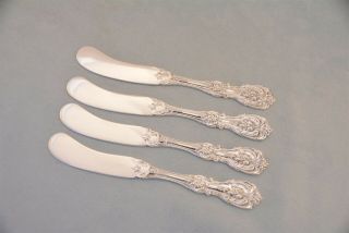 4 Reed & Barton Francis I Sterling 5 - 7/8 " Flat Handle Butter Spreaders No Mono