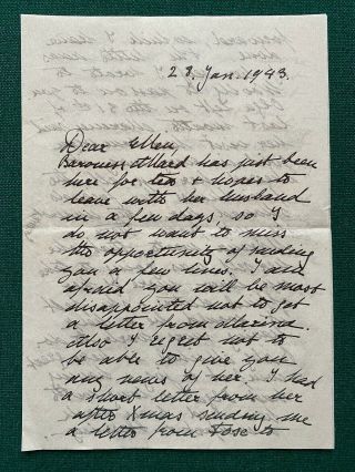 Antique Signed Letter 1945 Princess Louise Grand Duchess Elena Greece Russia