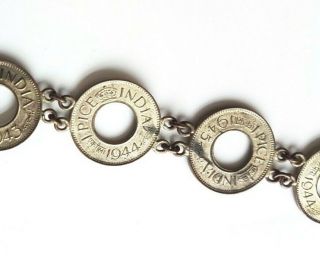 Vintage Ww2 India 1 Pice Coin Sweetheart Bracelet