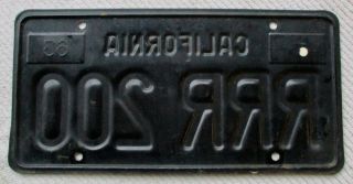 1963 California Passenger License Plate RRR 200 2