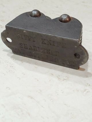 Vintage Bench Mount Jiffy Knife Sharpener Tool Pat Applied For Knives Old Tools