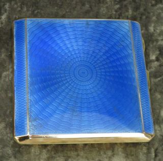 Antique Art Deco Blue Guilloche Enamel Cheroot Case Lon C1920
