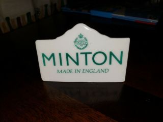Vintage Minton Porcelain Dealer Sign Made In England