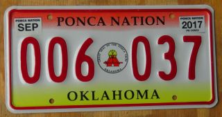 Oklahoma Ponca Nation Indian Tribe Specialty License Plate 2017 006 037