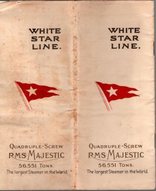 White Star Line Rms Majestic Illustrated Brochure.  C 1920 - 30 Great Photos 28 Pps