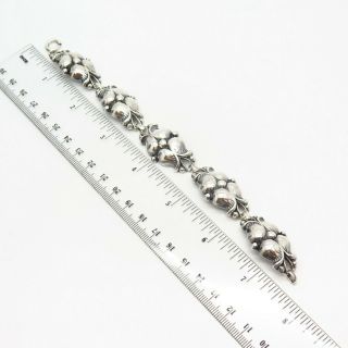 925 Sterling Silver Antique Floral Design Link Bracelet 7.  5 