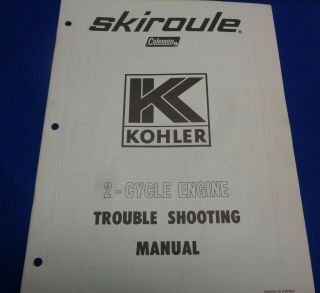 Vintage Skiroule Snowmobile Engine Kohler Manuals -.