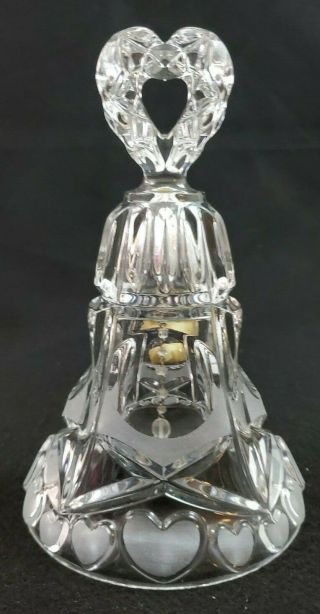 Vintage Echt Bleikristall Lead Crystal Heart Bell Frosted Made In W.  Germany 7 "