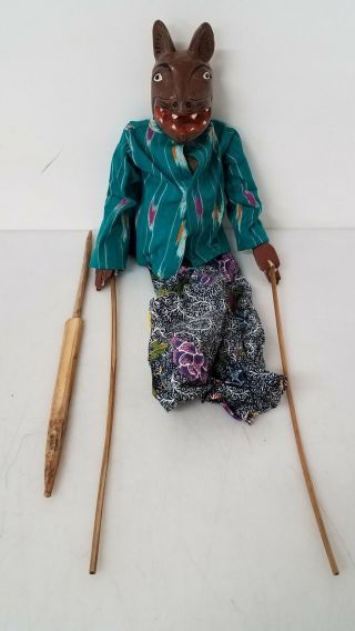 Vintage Thai - Indonesian - Burmese 22 " Wood Stick Puppet Ut