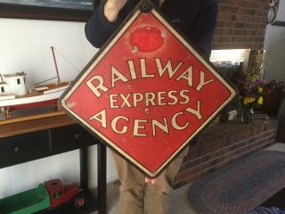 Vintage Railway Express Agency Sign Train Truck