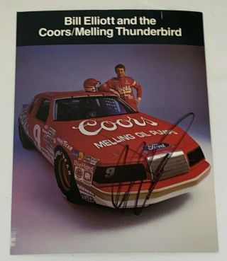Bill Elliott Signed 1986 Vintage Nascar Thunderbird Winston Cup Hero Photo Hofer