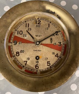 Brass Chelsea Radio Room Ships Clock Albert Dyke York For Restoration