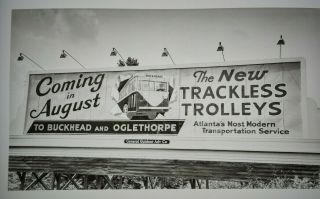 Atlanta Georgia Trackless Trolley Billboard Ga Vintage Photo Negative