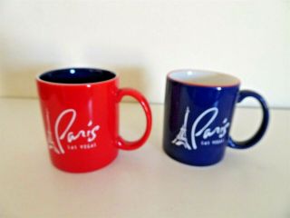 2 Vintage Paris Casino Las Vegas Nv Cups Mug Ceramic Red White Blue