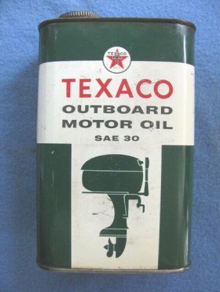 Vintage Texaco Outboard S.  A.  E.  30 Empty Quart Oil Can