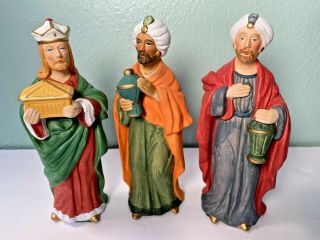 Vintage Homco 3 Kings Wise Men Ceramic 5207 Nativity Figurines 7 1/4 " Tall