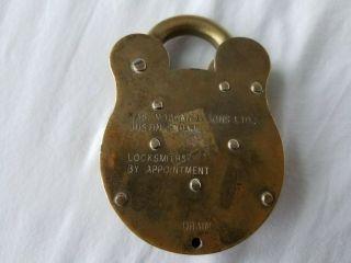Vintage Jared Solid Brass Lock Admiralty 14 Old English 4 Levers 2 Keys 3