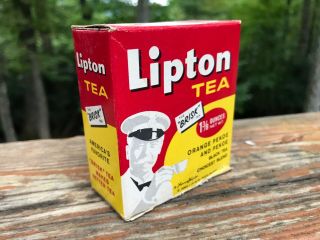 Vintage Lipton Tea Empty Box 1 3/8 Ounces Orange Pekoe And Pekoe Black Leaf Tea
