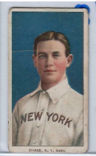 1909 - 11 T206 Hal Chase Blue Portrait Sweet Caporal 350 Subjects Back Good
